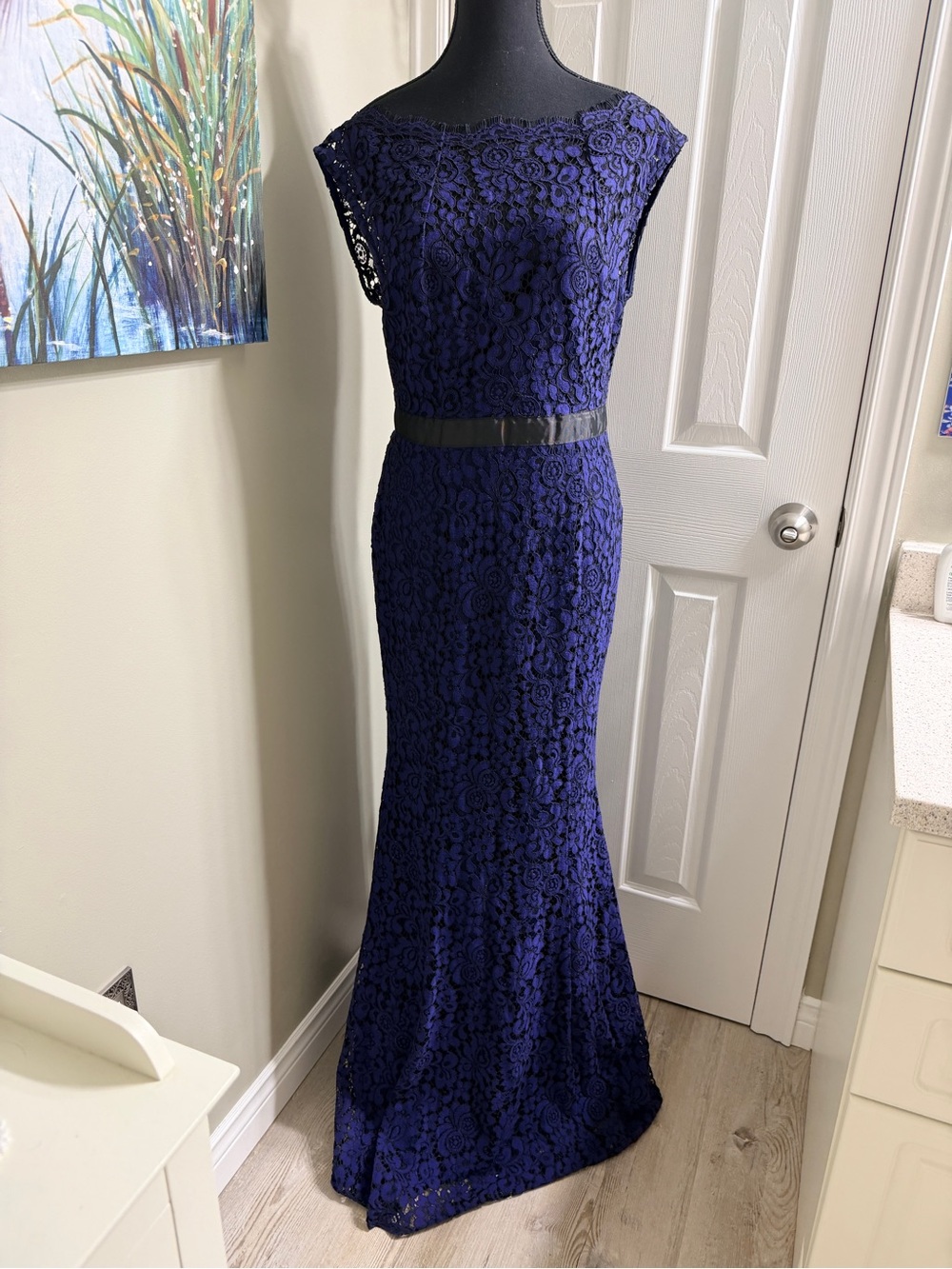 Maniju Royal Blue Lace Mermaid Formal Gown Maxi Dress L